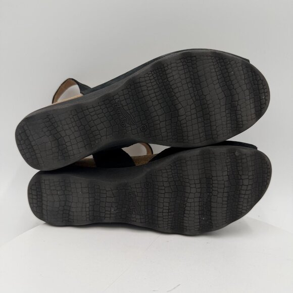 Dansko Marcy Casual Peep Toe Wedge Slingback Sandals Black Nubuck Women’s 39 - Picture 7 of 8